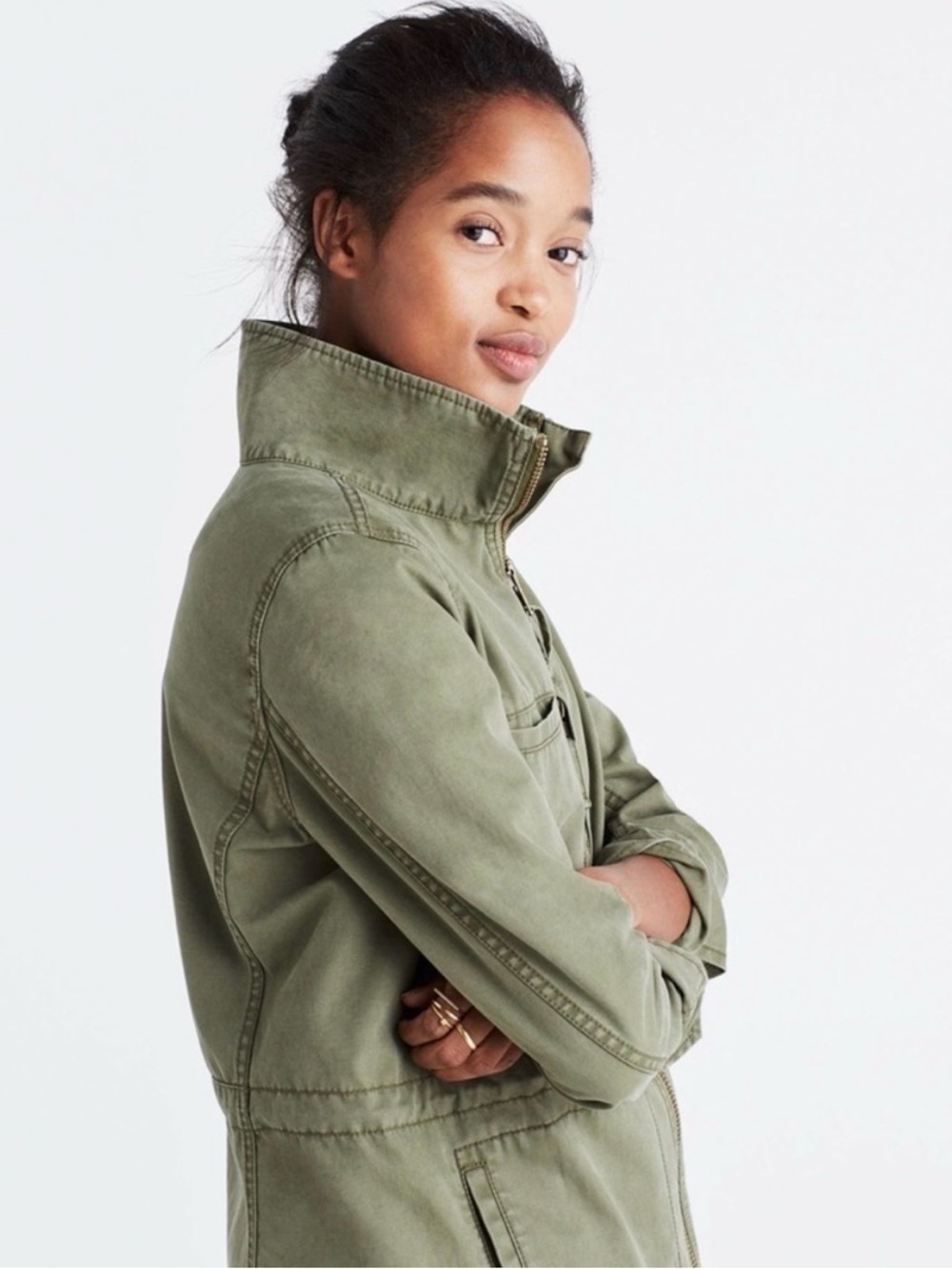 Madewell Fleet Jacket in Olive Green Utility Style - Picture 3 of 10